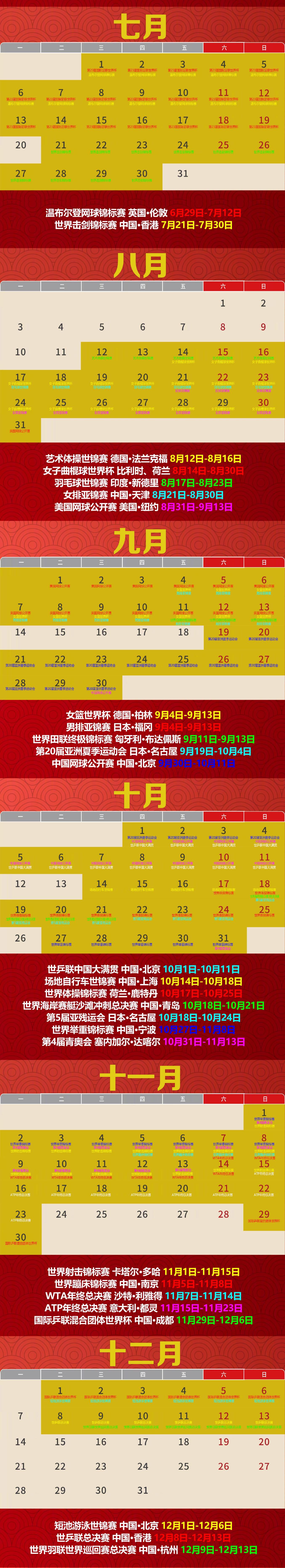 2026全年体育赛事日历全览：按月揭示冬夏热战与